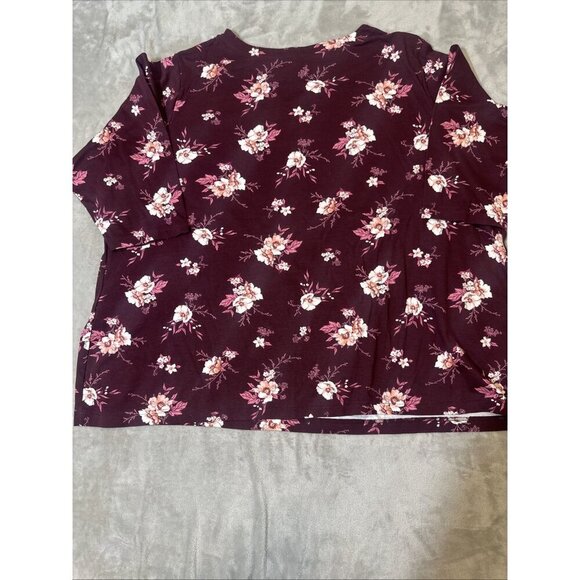 Women’s Croft & Barrow Top 3/4 Sleeves Floral Maroon Plus 5x - Picture 12 of 12